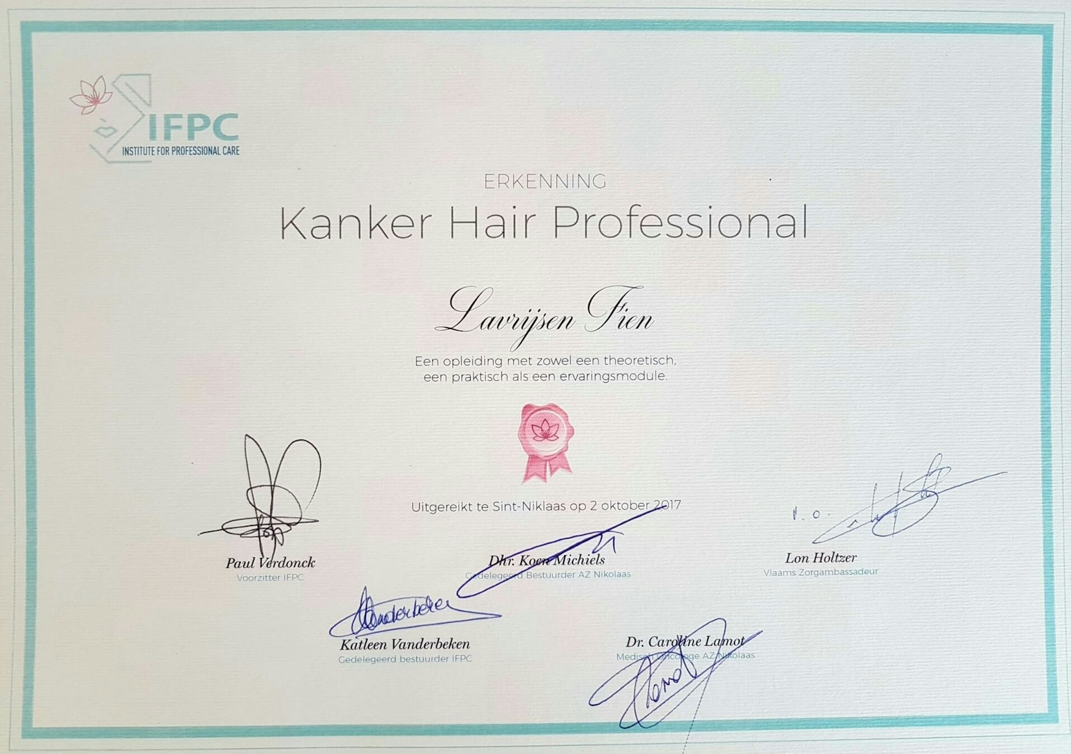 Kanker hair professional certificaat