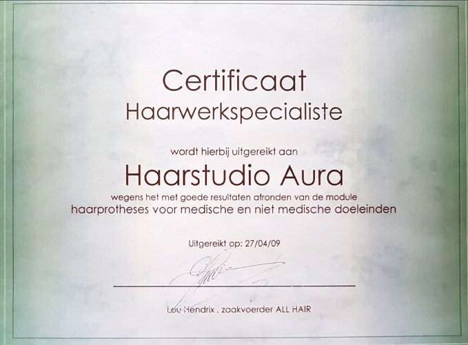 Certificaat haarwerkspecialiste